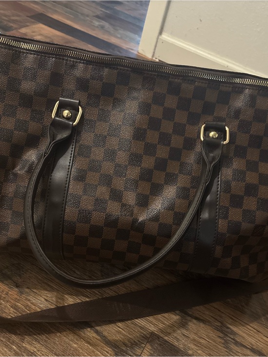 Handbags - Designer-Style Brown Checker Weekend Bag